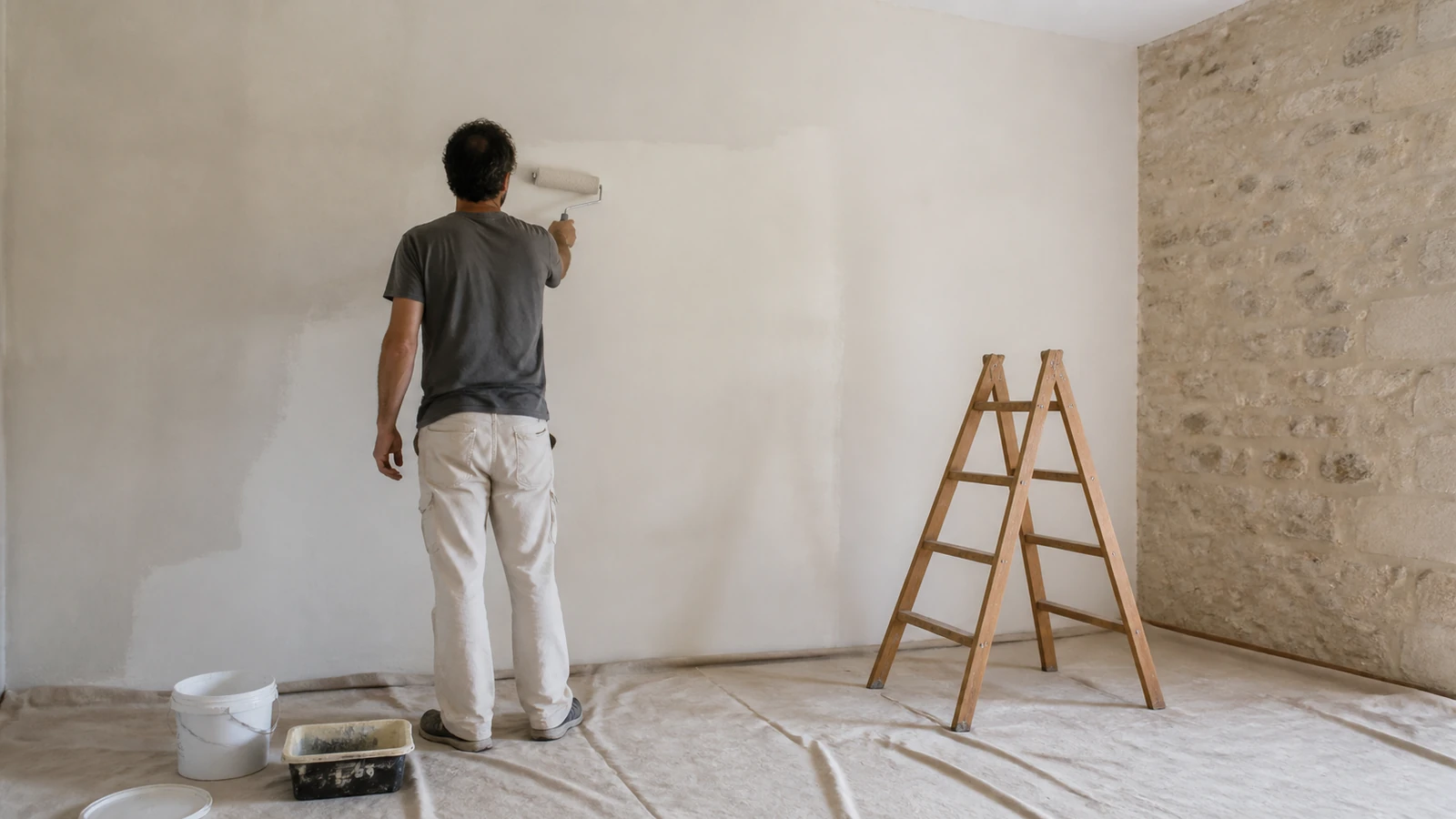 Rénovation d’un mur intérieur au rouleau
