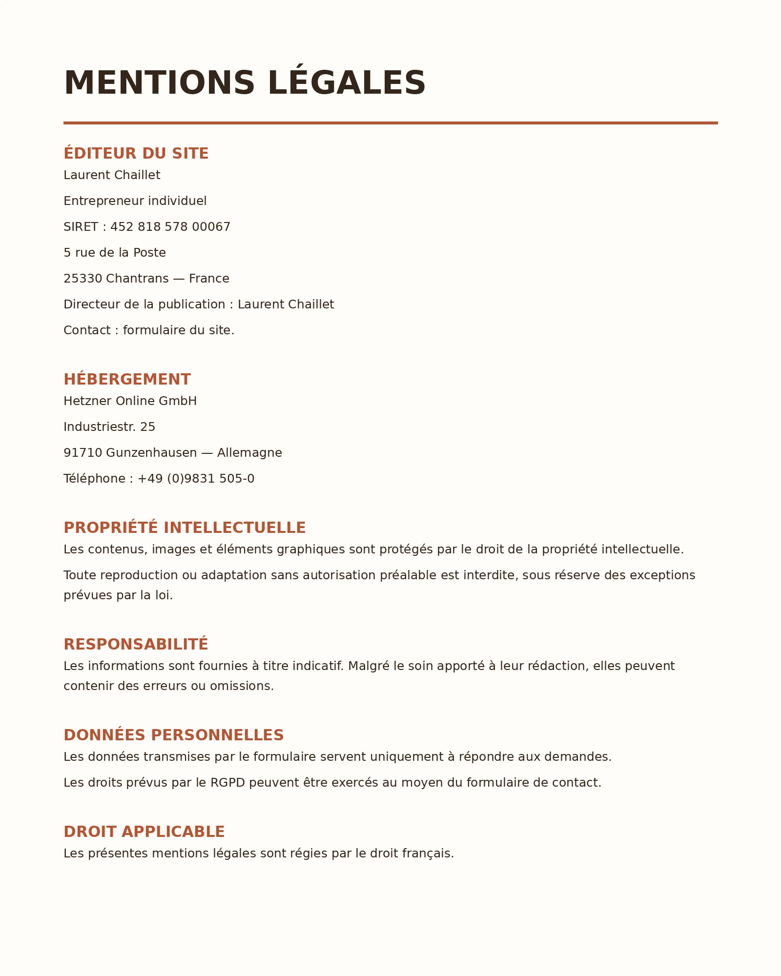 Mentions légales complètes