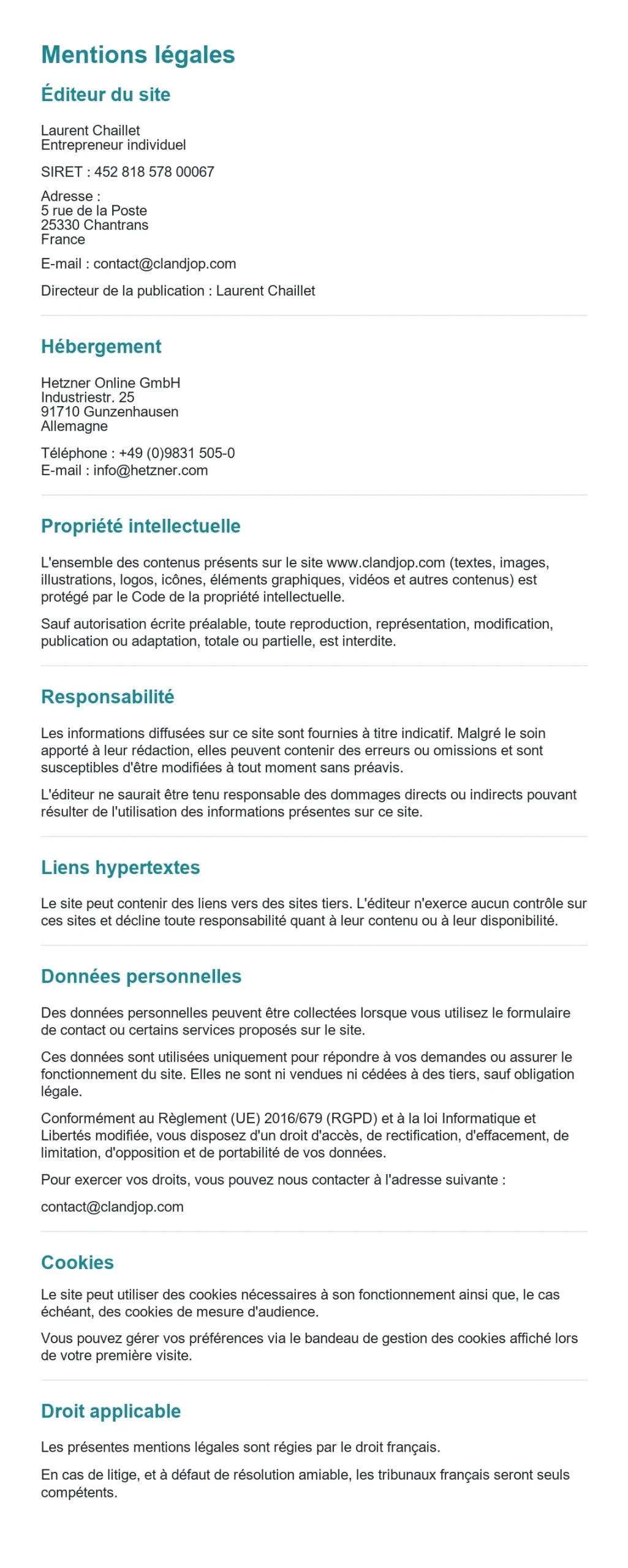 Mentions legales